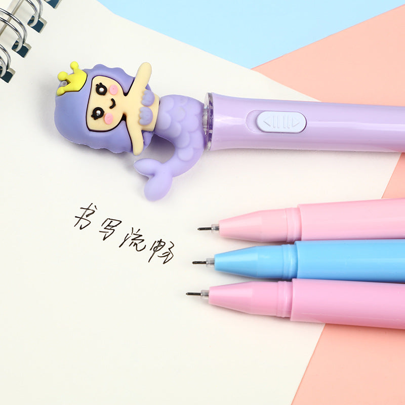 Wholesale decorative luminous smooth writing needle tube learning office writing neutral pen